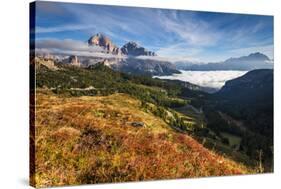 View of Tofane and Cristallo groups from Giau pass,Cortina d'Ampezzo,Belluno district,Veneto,Italy,-ClickAlps-Stretched Canvas