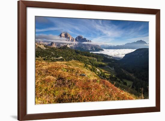 View of Tofane and Cristallo groups from Giau pass,Cortina d'Ampezzo,Belluno district,Veneto,Italy,-ClickAlps-Framed Photographic Print