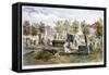 View of Tombs and Memorial Stones in Bunhill Fields, Finsbury, Islington, London, 1866-null-Framed Stretched Canvas