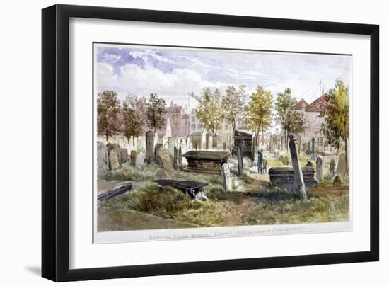 View of Tombs and Memorial Stones in Bunhill Fields, Finsbury, Islington, London, 1866-null-Framed Giclee Print