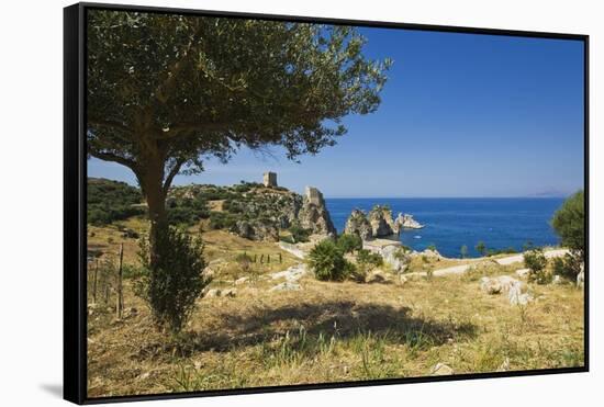 View of Tonnara Di Scopello, Castellammare Del Golfo, Sicily, Italy-Massimo Borchi-Framed Stretched Canvas