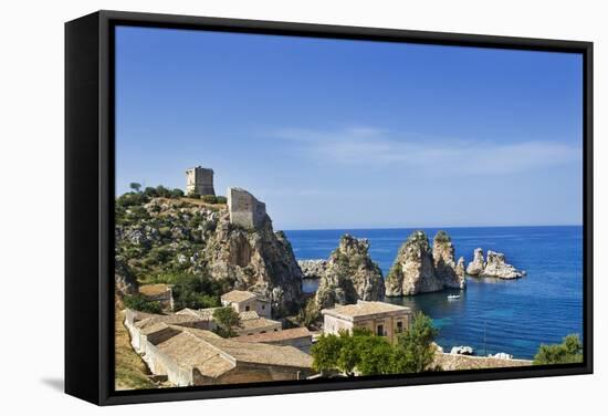 View of Tonnara Di Scopello, Castellammare Del Golfo, Sicily, Italy-Massimo Borchi-Framed Stretched Canvas