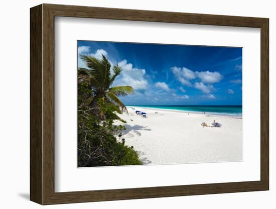 View of tourists on Pink Sands Beach, Dunmore Town, Harbour Island, Eleuthera Island, Bahamas-null-Framed Photographic Print