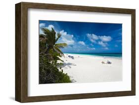 View of tourists on Pink Sands Beach, Dunmore Town, Harbour Island, Eleuthera Island, Bahamas-null-Framed Photographic Print