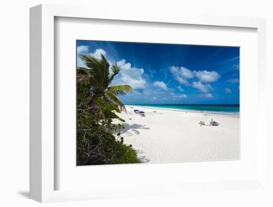 View of tourists on Pink Sands Beach, Dunmore Town, Harbour Island, Eleuthera Island, Bahamas-null-Framed Photographic Print