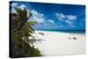 View of tourists on Pink Sands Beach, Dunmore Town, Harbour Island, Eleuthera Island, Bahamas-null-Stretched Canvas