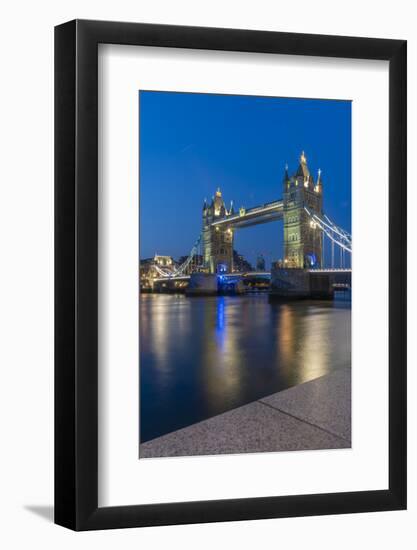 View of Tower Bridge and River Thames at dusk, London, England, United Kingdom, Europe-Frank Fell-Framed Photographic Print