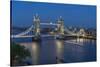 View of Tower Bridge and River Thames from Cheval Three Quays at dusk, London, England-Frank Fell-Stretched Canvas