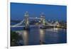 View of Tower Bridge and River Thames from Cheval Three Quays at dusk, London, England-Frank Fell-Framed Photographic Print