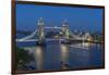 View of Tower Bridge and River Thames from Cheval Three Quays at dusk, London, England-Frank Fell-Framed Photographic Print