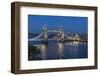 View of Tower Bridge and River Thames from Cheval Three Quays at dusk, London, England-Frank Fell-Framed Photographic Print