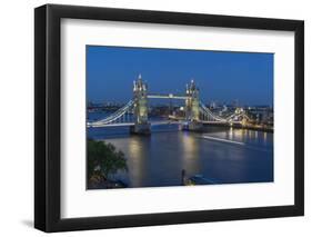 View of Tower Bridge and River Thames from Cheval Three Quays at dusk, London, England-Frank Fell-Framed Photographic Print