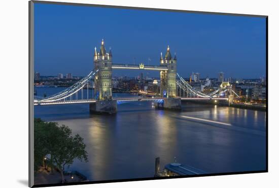 View of Tower Bridge and River Thames from Cheval Three Quays at dusk, London, England-Frank Fell-Mounted Photographic Print