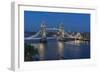 View of Tower Bridge and River Thames from Cheval Three Quays at dusk, London, England-Frank Fell-Framed Photographic Print