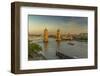 View of Tower Bridge and River Thames from Cheval Three Quays at sunset, London, England-Frank Fell-Framed Photographic Print