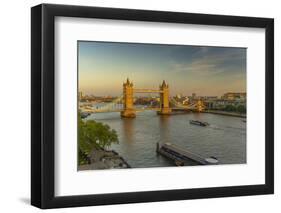 View of Tower Bridge and River Thames from Cheval Three Quays at sunset, London, England-Frank Fell-Framed Photographic Print