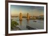 View of Tower Bridge and River Thames from Cheval Three Quays at sunset, London, England-Frank Fell-Framed Photographic Print