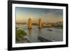 View of Tower Bridge and River Thames from Cheval Three Quays at sunset, London, England-Frank Fell-Framed Photographic Print