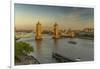 View of Tower Bridge and River Thames from Cheval Three Quays at sunset, London, England-Frank Fell-Framed Photographic Print