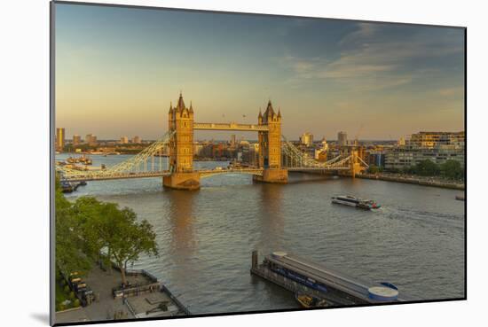 View of Tower Bridge and River Thames from Cheval Three Quays at sunset, London, England-Frank Fell-Mounted Photographic Print