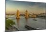 View of Tower Bridge and River Thames from Cheval Three Quays at sunset, London, England-Frank Fell-Mounted Photographic Print