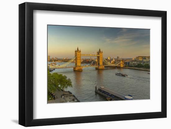 View of Tower Bridge and River Thames from Cheval Three Quays at sunset, London, England-Frank Fell-Framed Premium Photographic Print