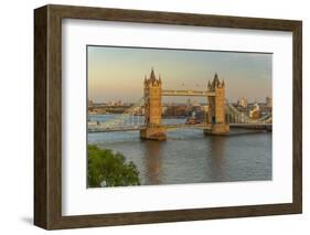 View of Tower Bridge and River Thames from Cheval Three Quays at sunset, London, England-Frank Fell-Framed Photographic Print