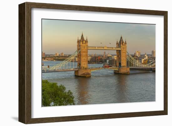 View of Tower Bridge and River Thames from Cheval Three Quays at sunset, London, England-Frank Fell-Framed Photographic Print