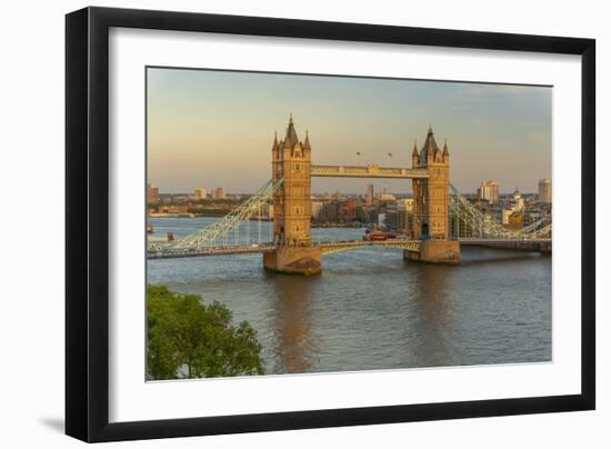 View of Tower Bridge and River Thames from Cheval Three Quays at sunset, London, England-Frank Fell-Framed Photographic Print