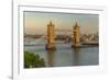 View of Tower Bridge and River Thames from Cheval Three Quays at sunset, London, England-Frank Fell-Framed Photographic Print