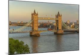 View of Tower Bridge and River Thames from Cheval Three Quays at sunset, London, England-Frank Fell-Mounted Photographic Print