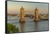 View of Tower Bridge and River Thames from Cheval Three Quays at sunset, London, England-Frank Fell-Framed Stretched Canvas