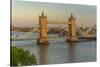 View of Tower Bridge and River Thames from Cheval Three Quays at sunset, London, England-Frank Fell-Stretched Canvas