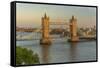 View of Tower Bridge and River Thames from Cheval Three Quays at sunset, London, England-Frank Fell-Framed Stretched Canvas