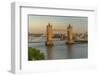 View of Tower Bridge and River Thames from Cheval Three Quays at sunset, London, England-Frank Fell-Framed Premium Photographic Print