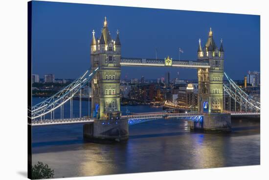 View of Tower Bridge from Cheval Three Quays at dusk, London, England, United Kingdom, Europe-Frank Fell-Stretched Canvas