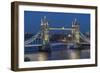 View of Tower Bridge from Cheval Three Quays at dusk, London, England, United Kingdom, Europe-Frank Fell-Framed Photographic Print