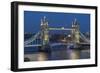 View of Tower Bridge from Cheval Three Quays at dusk, London, England, United Kingdom, Europe-Frank Fell-Framed Photographic Print