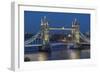View of Tower Bridge from Cheval Three Quays at dusk, London, England, United Kingdom, Europe-Frank Fell-Framed Photographic Print