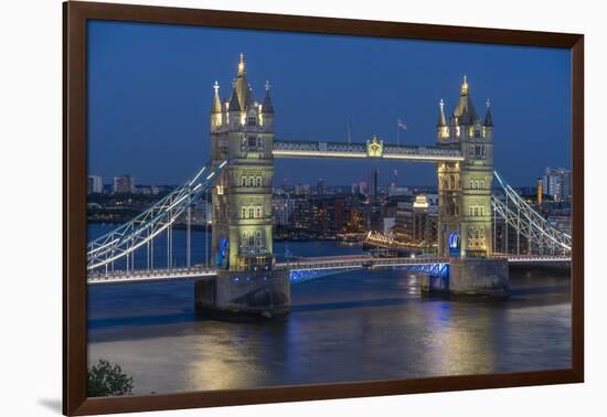 View of Tower Bridge from Cheval Three Quays at dusk, London, England, United Kingdom, Europe-Frank Fell-Framed Photographic Print