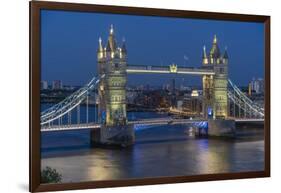 View of Tower Bridge from Cheval Three Quays at dusk, London, England, United Kingdom, Europe-Frank Fell-Framed Photographic Print