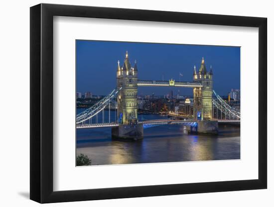 View of Tower Bridge from Cheval Three Quays at dusk, London, England, United Kingdom, Europe-Frank Fell-Framed Photographic Print