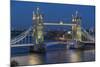 View of Tower Bridge from Cheval Three Quays at dusk, London, England, United Kingdom, Europe-Frank Fell-Mounted Photographic Print