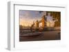 View of Tower Bridge, Girl with Dolphin, The Shard and River Thames at sunrise, London-Frank Fell-Framed Photographic Print