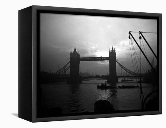 View of Tower Bridge Over the River Thames in London, 1935-null-Framed Stretched Canvas