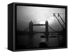 View of Tower Bridge Over the River Thames in London, 1935-null-Framed Stretched Canvas