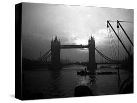 View of Tower Bridge Over the River Thames in London, 1935-null-Stretched Canvas