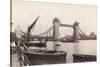 View of Tower Bridge under Construction with River Traffic in the Foreground, London, C1893-null-Stretched Canvas