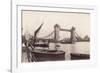 View of Tower Bridge under Construction with River Traffic in the Foreground, London, C1893-null-Framed Photographic Print