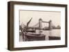 View of Tower Bridge under Construction with River Traffic in the Foreground, London, C1893-null-Framed Premium Photographic Print